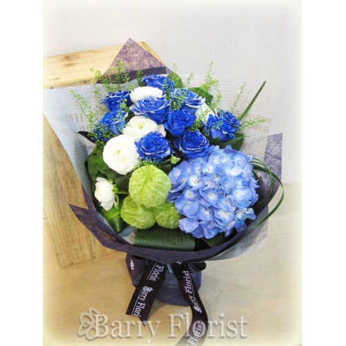 BOU 0065 歐洲閃爍藍色玫瑰花